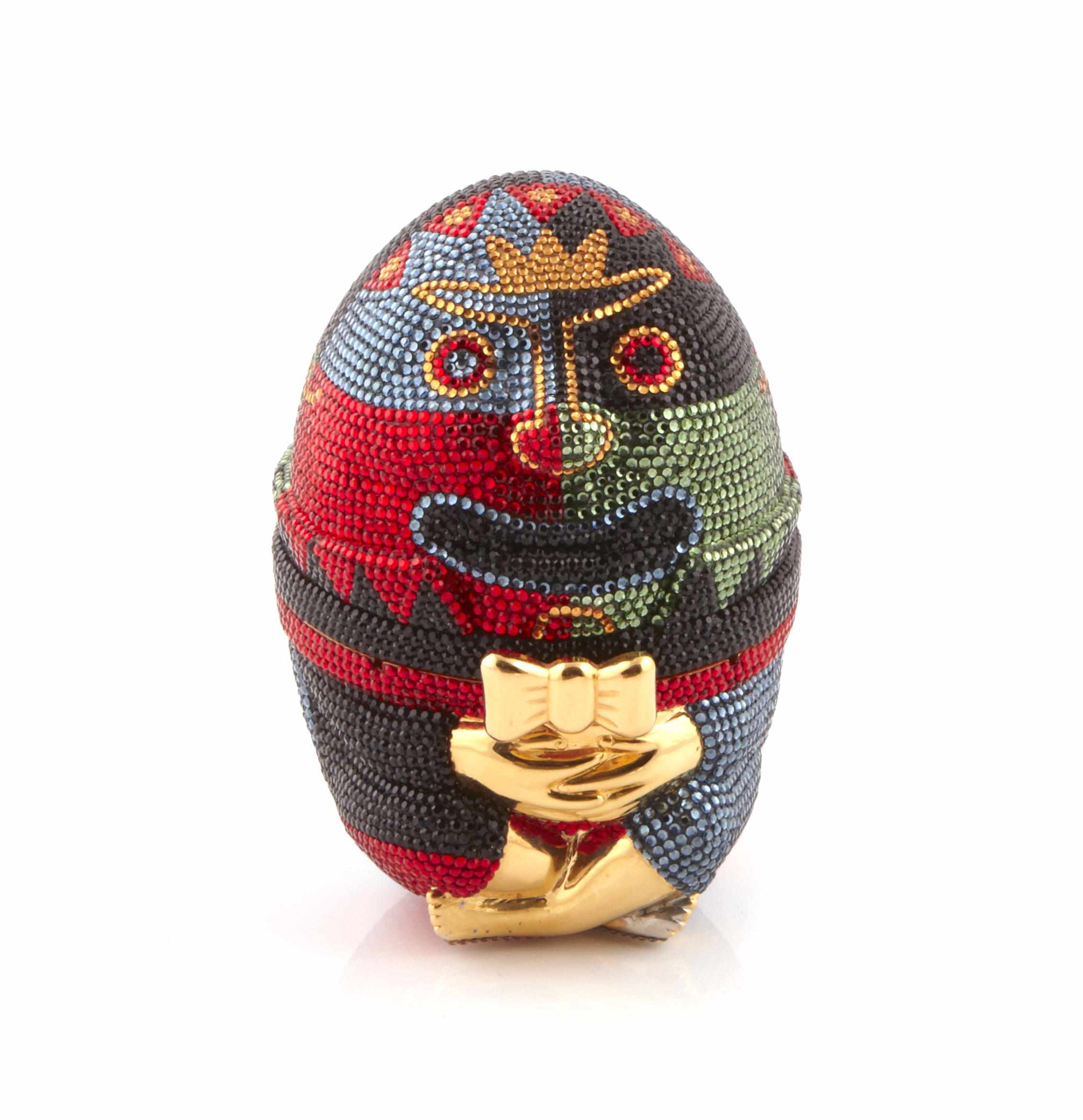 Appraisal: A Judith Leiber multicolored crystal 'Humpty Dumpty' minaudire interior with