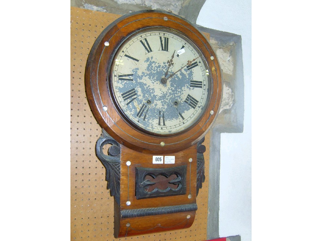 Appraisal: A late th century drop dial wall clock with mother