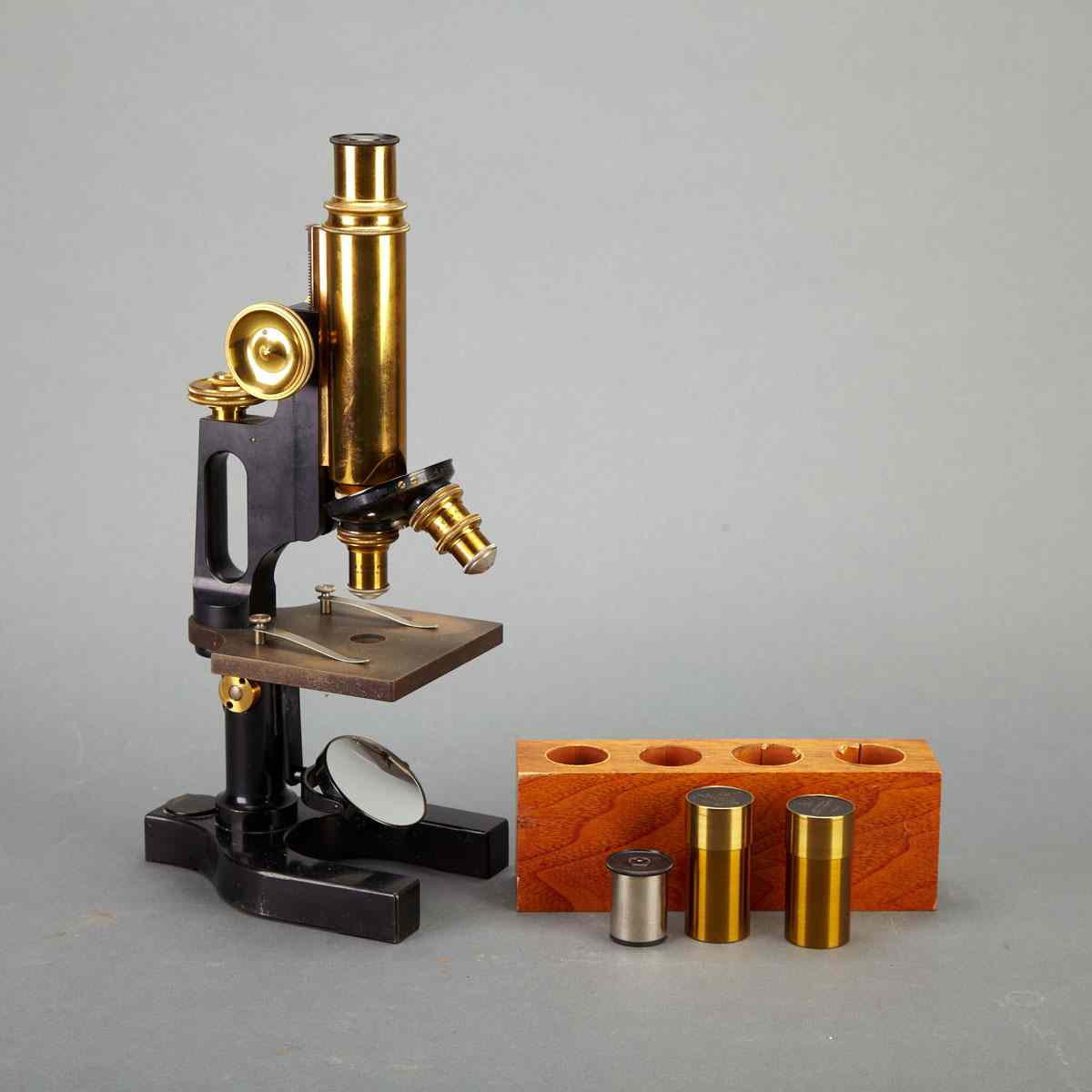 Appraisal: American Enamelled and Lacquered Brass Compound Monocular Microscope Bausch Lomb