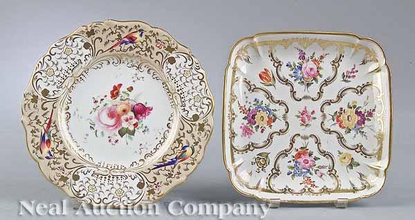 Appraisal: An English Regency Porcelain Square Cake Dish c floral and