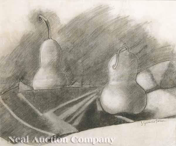 Appraisal: Jos Guerrero Galvan Mexican - Still Life with Pears charcoal