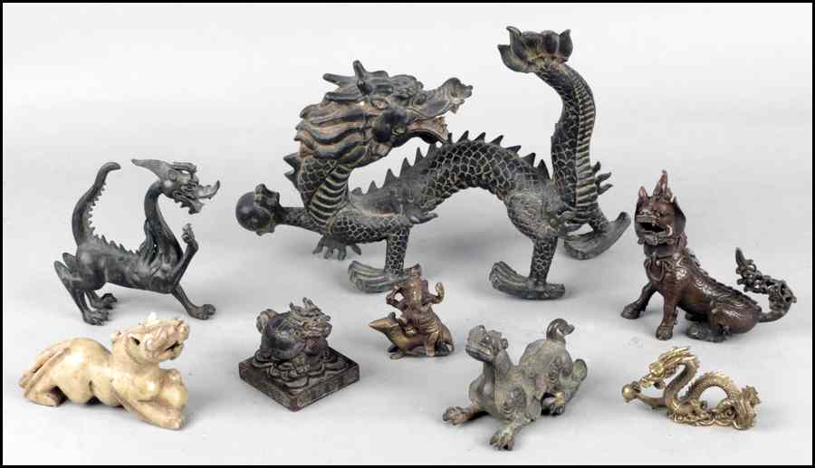 Appraisal: COLLECTION OF CARVED STONE AND METAL ANIMALS Condition No Specific