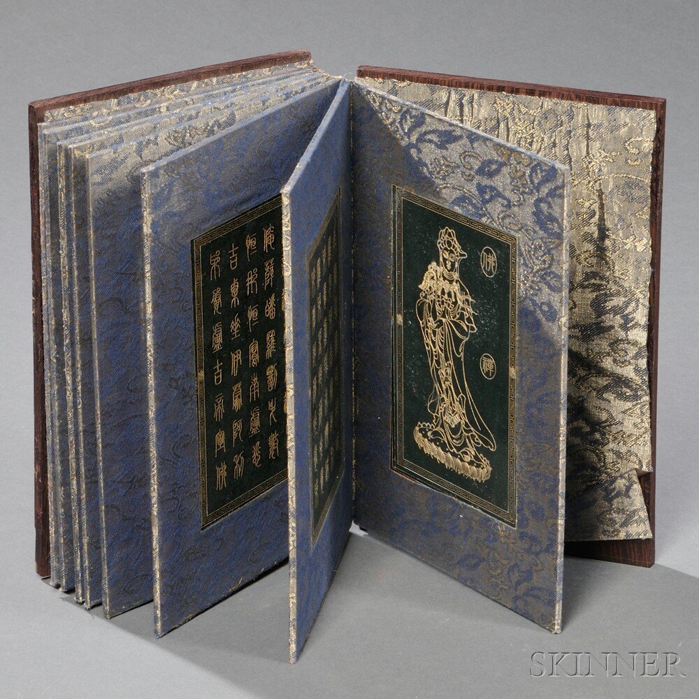 Appraisal: Hardstone Book of Guanyin Mantra China Qing Dynasty eight pages