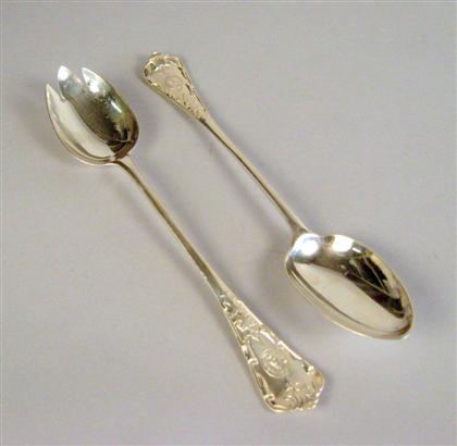 Appraisal: Pair of Victorian sterling silver stuffing spoons george william adams