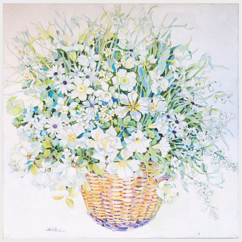 Appraisal: Jack Baker - White Flowers Oil on canvas signed 'Jack