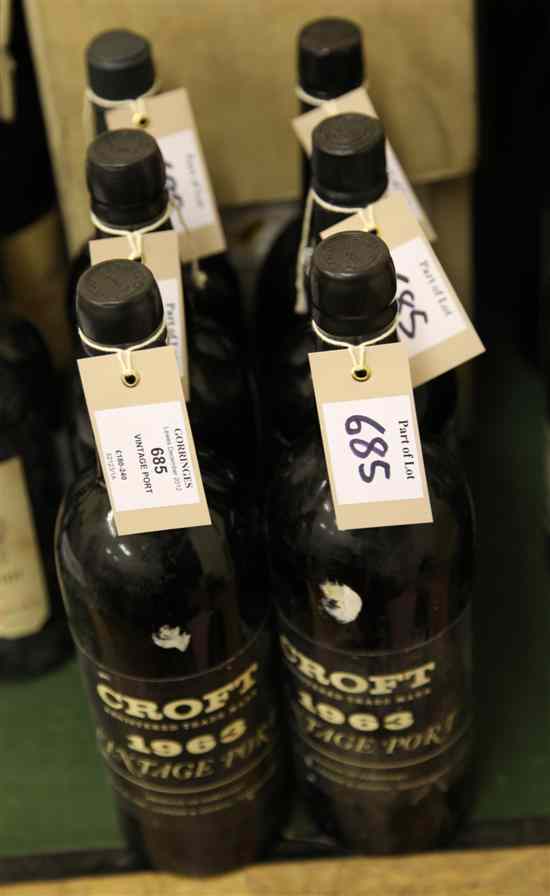 Appraisal: Six bottles of vintage port including three Croft one into