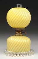 Appraisal: RARE YELLOW SWIRLED MINI LAMP H - Reverse swirl yellow