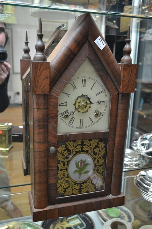 Appraisal: s Waterbury American Steeple Case Clock with Pendulum