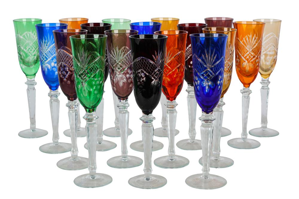 Appraisal: GROUP OF COLORED CRYSTAL GOBLETSCondition surface scratches to some glasses