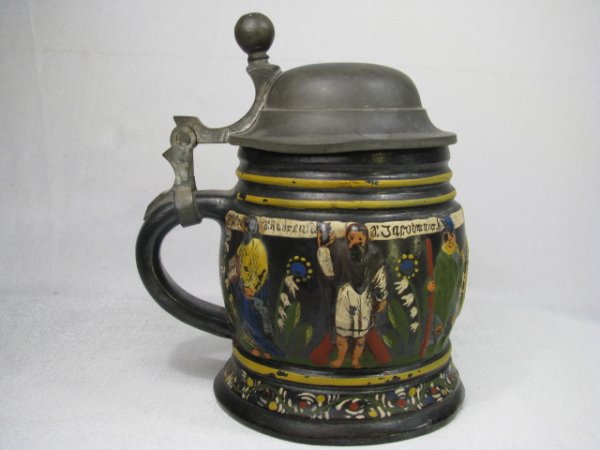 Appraisal: German Apostelkrug is a stout shaped stein with the Apostles