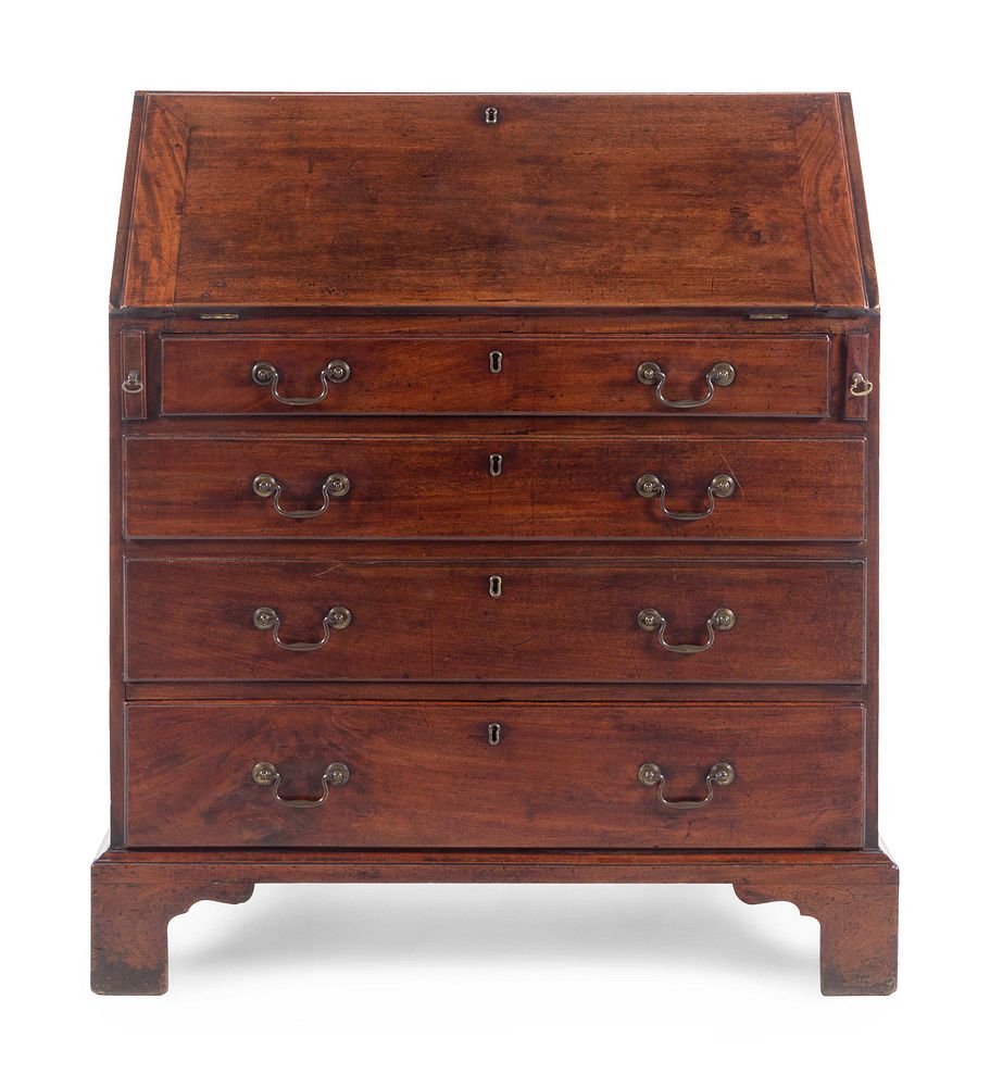 Appraisal: A George III Mahogany Slant-Front Bureau A George III Mahogany