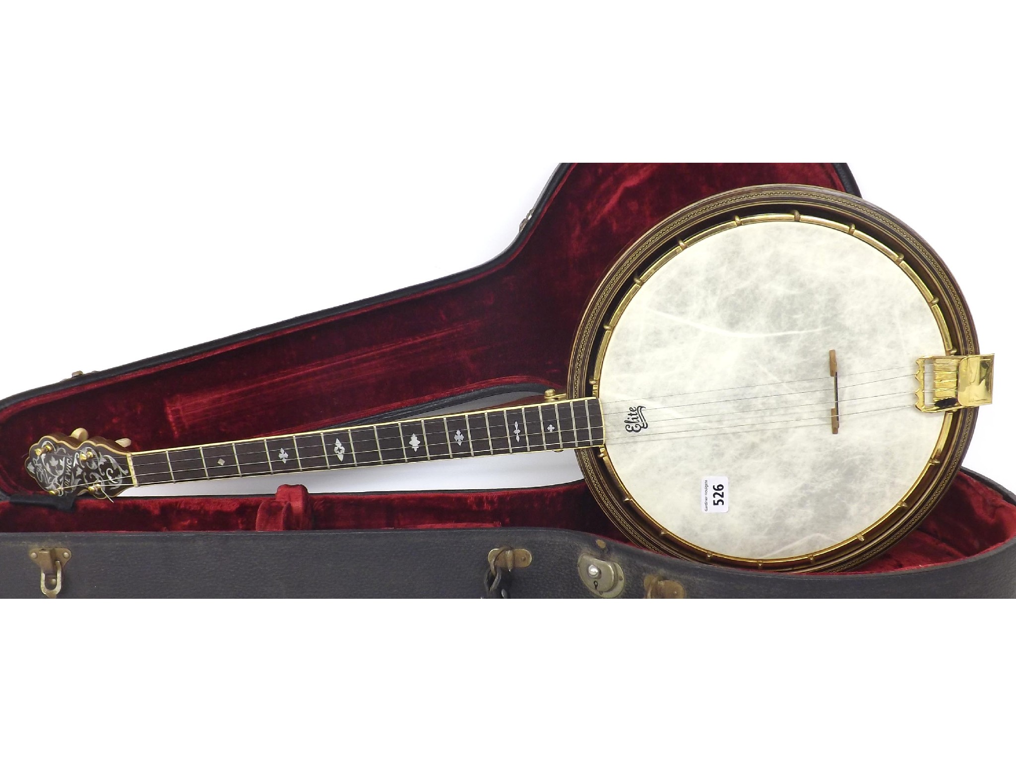 Appraisal: De Wick tenor banjo circa the shaped closed peg box