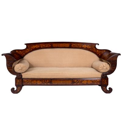 Appraisal: A Dutch mahogany and marquetry sofa circa the shaped back