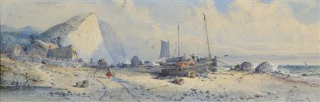 Appraisal: GEORGE JAMES KNOX - FISHING VESSELS ON THE SHORE WITH