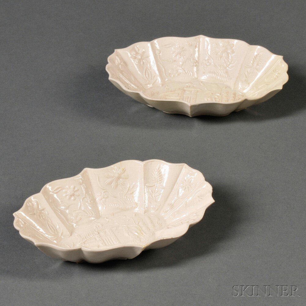 Appraisal: Pair of Staffordshire Salt-glazed Stoneware Pickle Dishes England c each