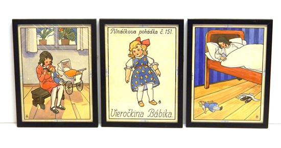 Appraisal: Three Czech watercolor pen and ink illustrations for fairytale one