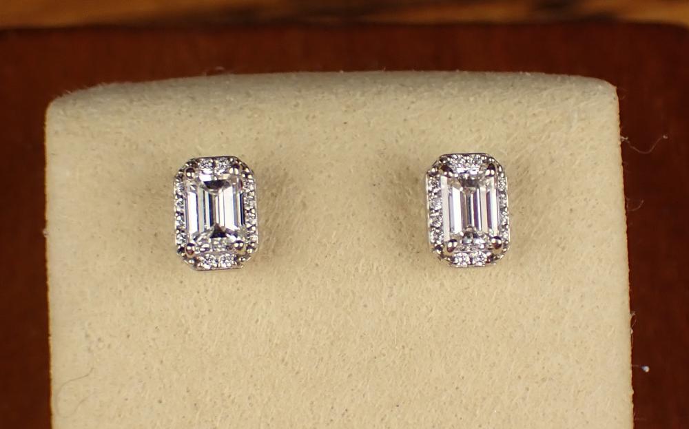 Appraisal: PAIR OF DIAMOND AND FOURTEEN KARAT GOLD EAR STUDS each