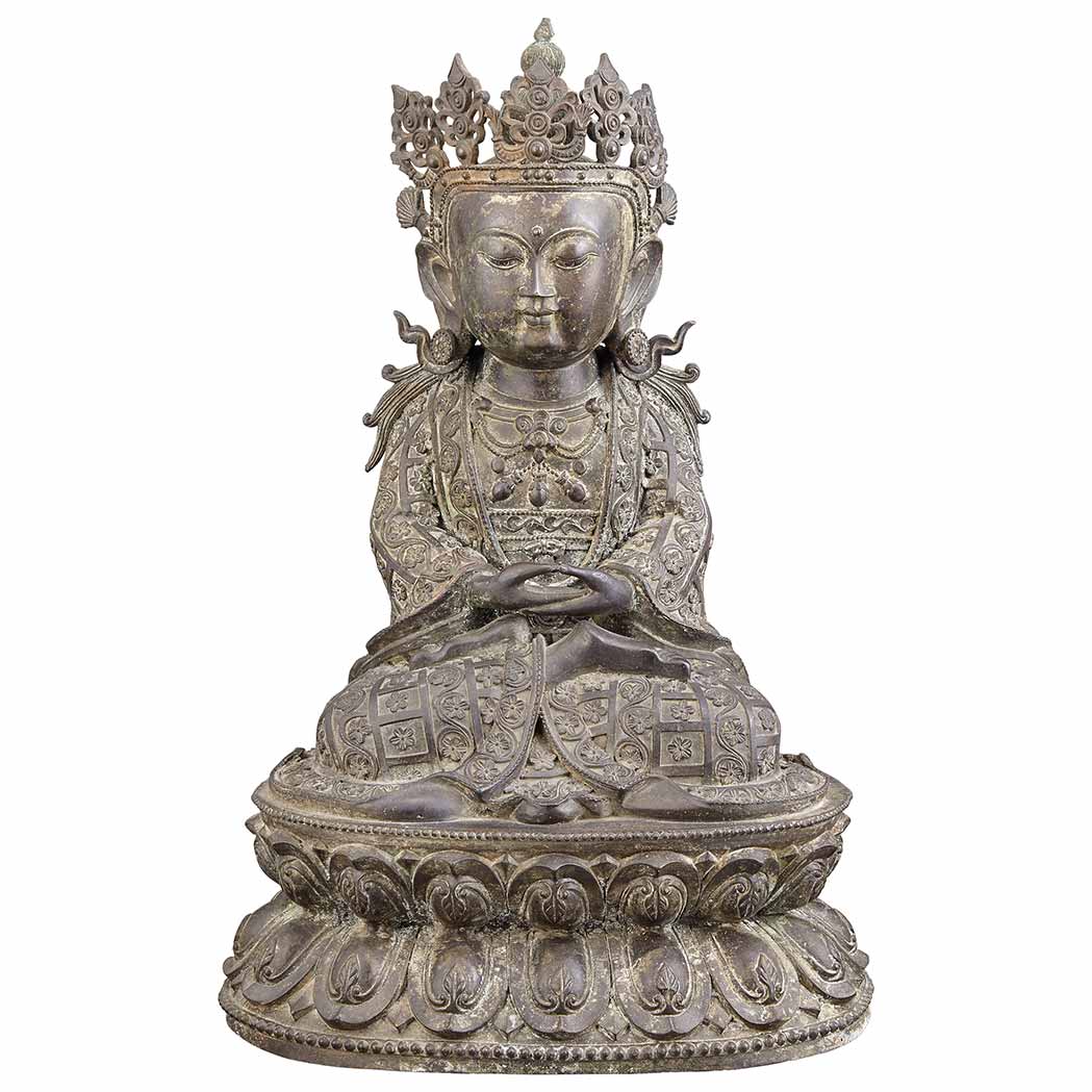 Appraisal: Chinese Bronze Buddha Ming Dynasty Style Seated in dhyanasana on