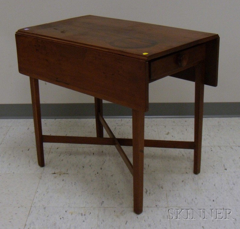 Appraisal: Federal Cherry Drop-leaf Pembroke Table with Drawer crossed-stretcher base ht