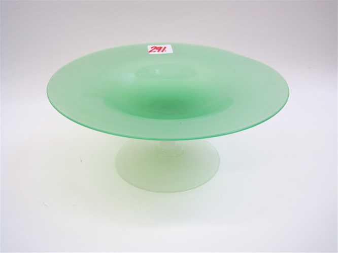 Appraisal: STEUBEN ROSELINE ART GLASS COMPOTE The green diameter top shading