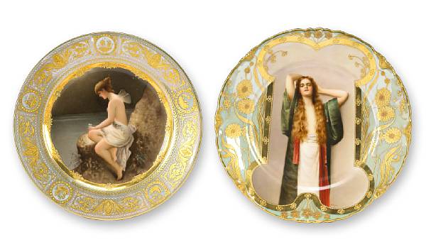 Appraisal: Two Vienna style porcelain cabinet plates late th early th