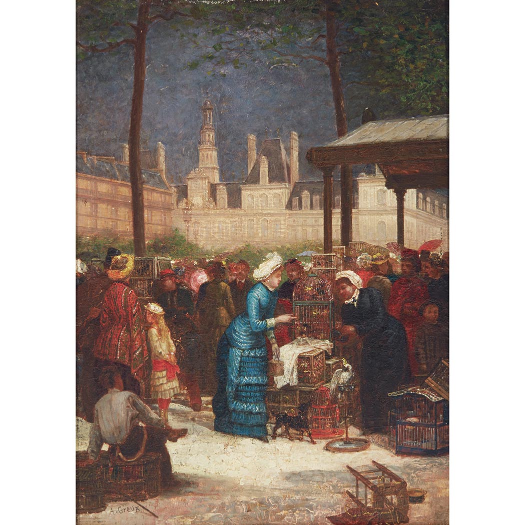 Appraisal: Amedee Paul Greux French - The Bird Market Signed A