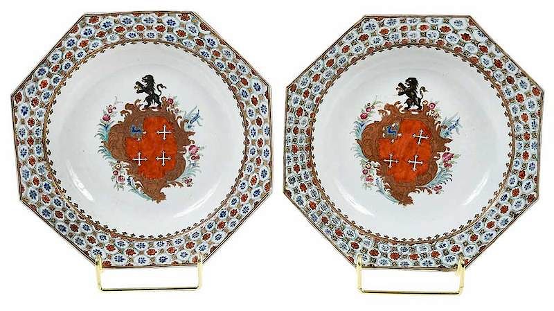 Appraisal: Pair of Chinese Export Bowls Arms of Chase Chinese th