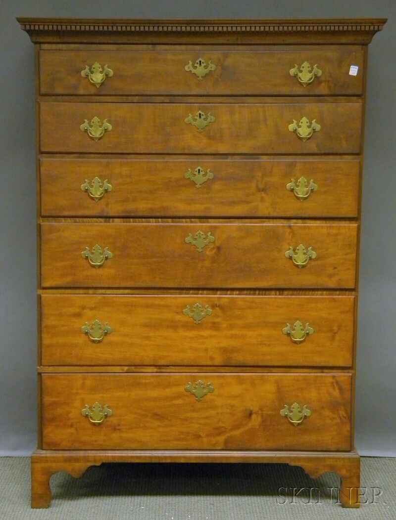 Appraisal: Chippendale Cherry Six-drawer Tall Chest ht wd dp in