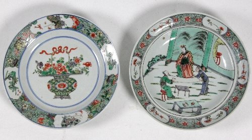 Appraisal: A Chinese famille verte plate Kangxi painted with a basket