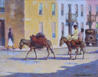 Appraisal: Charles Drogkamp ''Street in Cartagena'' pack mules with figures signed