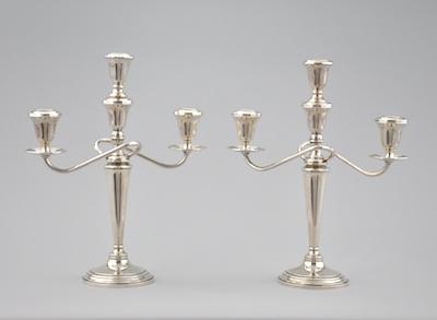 Appraisal: A Pair of Sterling Silver Interchangeable Candelabra A pair of