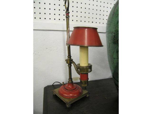 Appraisal: Tole Style Lamp red trim shade