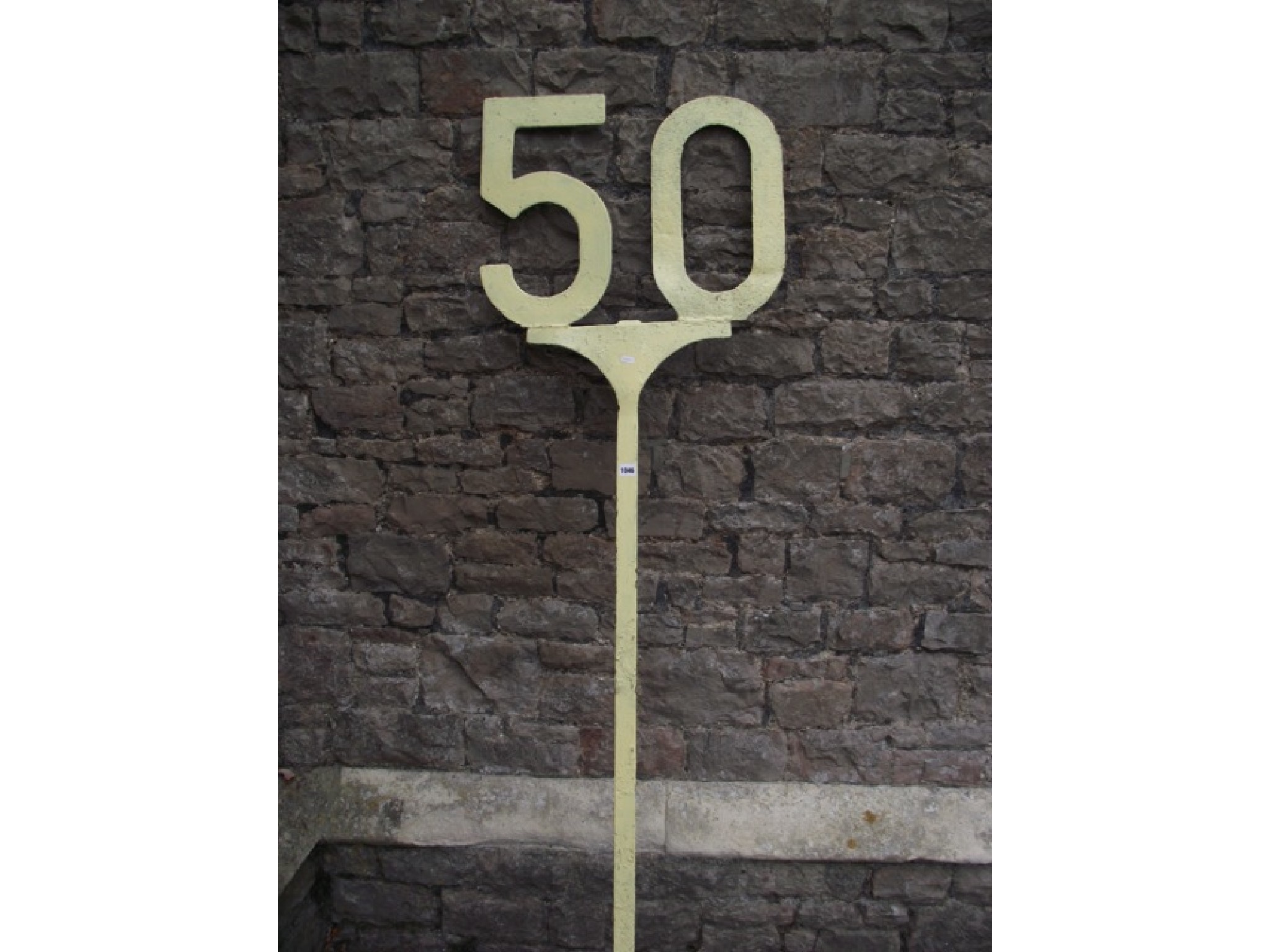 Appraisal: A reclaimed steel railway track line speed indicator with painted