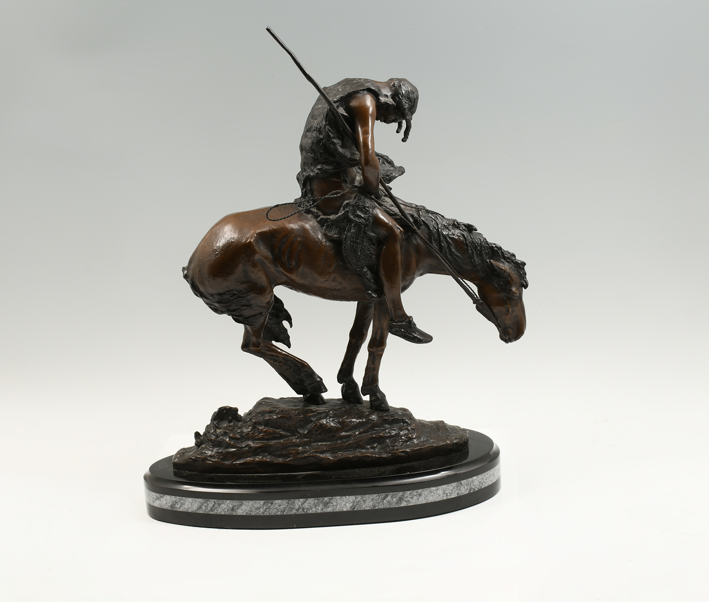 Appraisal: J E FRASER ''END OF THE TRAIL'' BRONZE Bronze sculpture