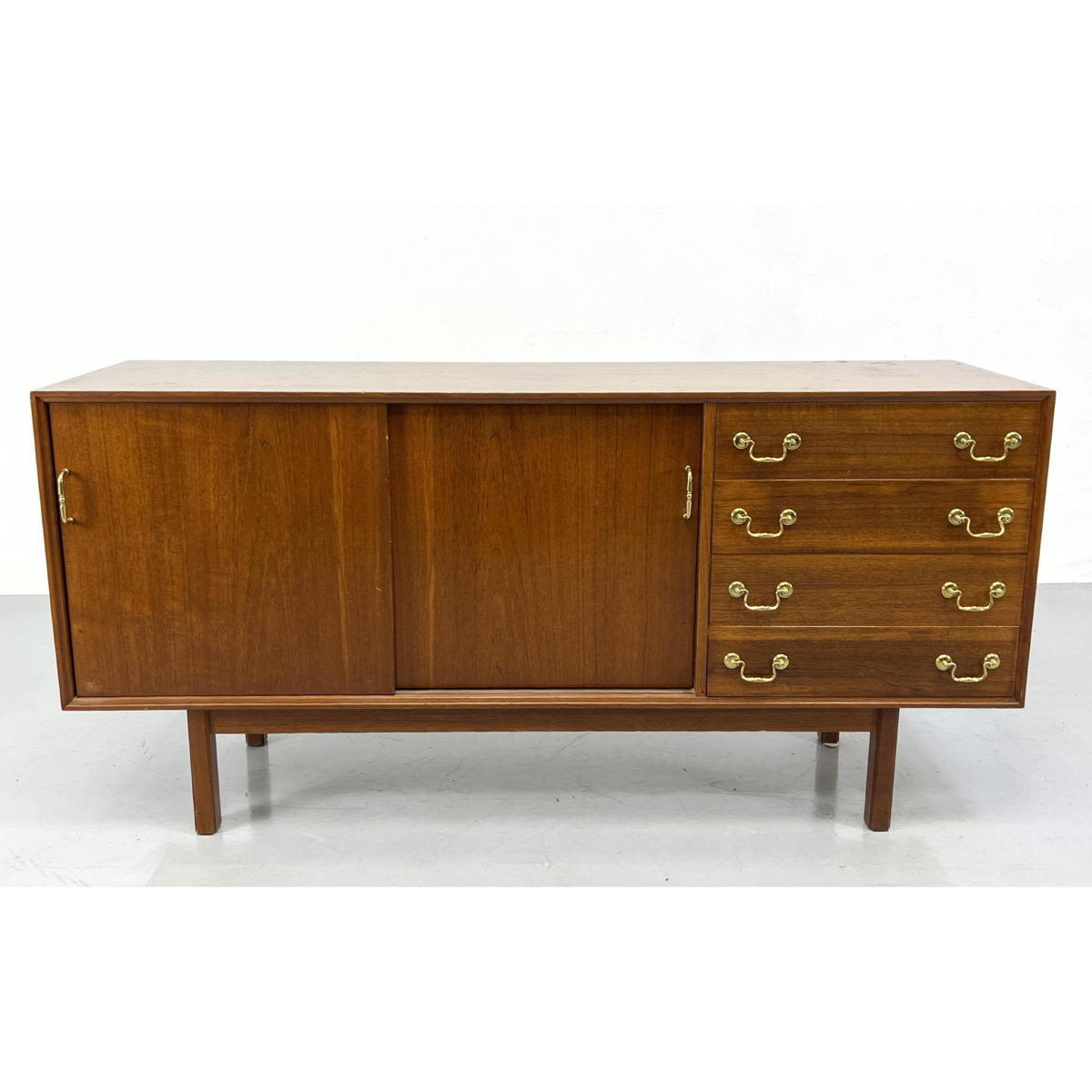 Appraisal: Mid Century Modern Mahogany sliding door sideboard credenza Dresser Dimensions