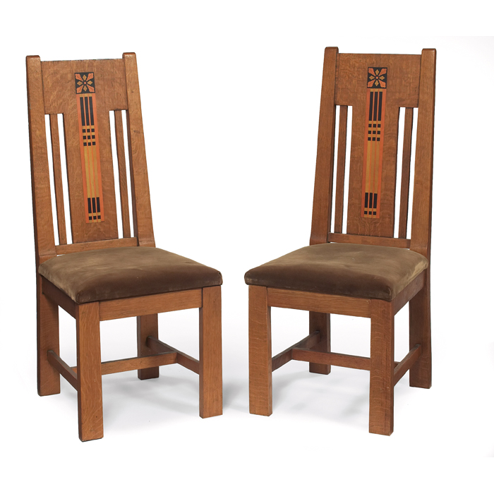 Appraisal: Shop of the Crafters side chairs pair inlaid form with