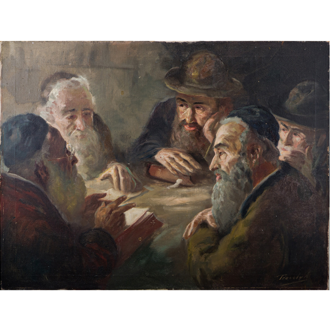 Appraisal: Antal Anton Peczely Hungarian - Reading the Talmud oil on