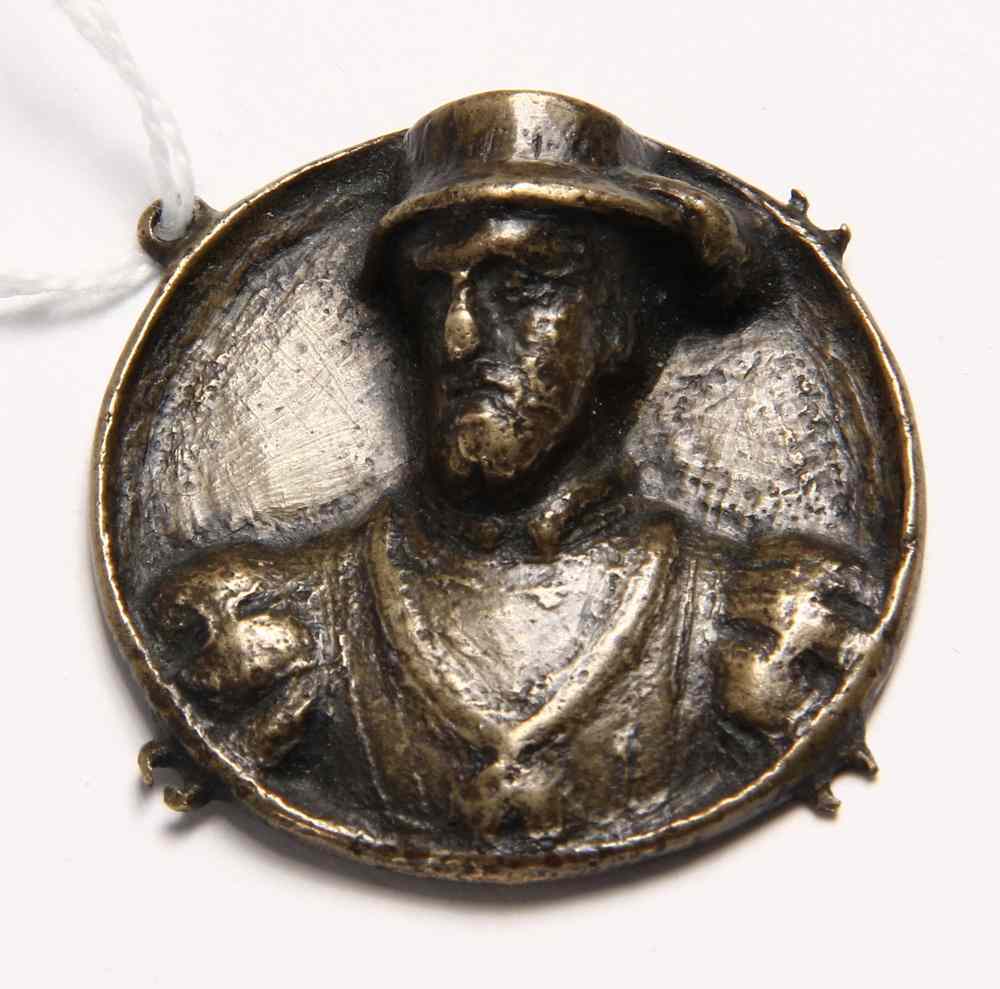 Appraisal: BRONZE HAT BADGE th century showing a relief portrait bust