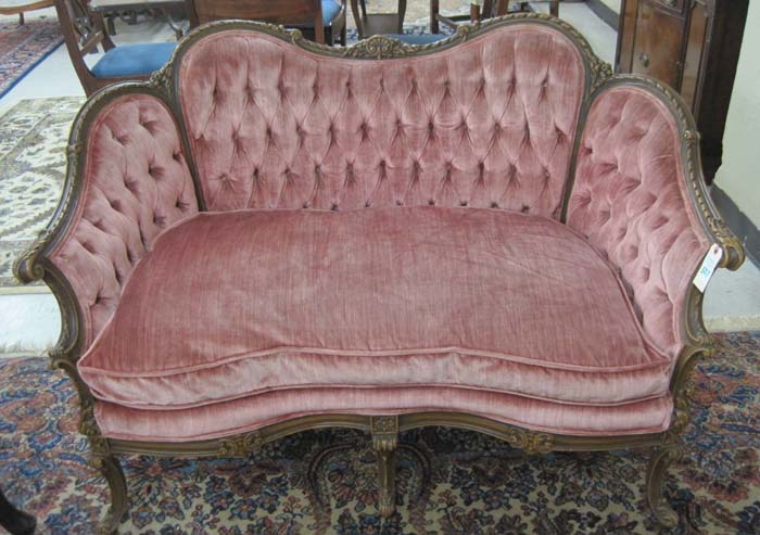 Appraisal: LOUIS XV STYLE SETTEE American mid- th century having a