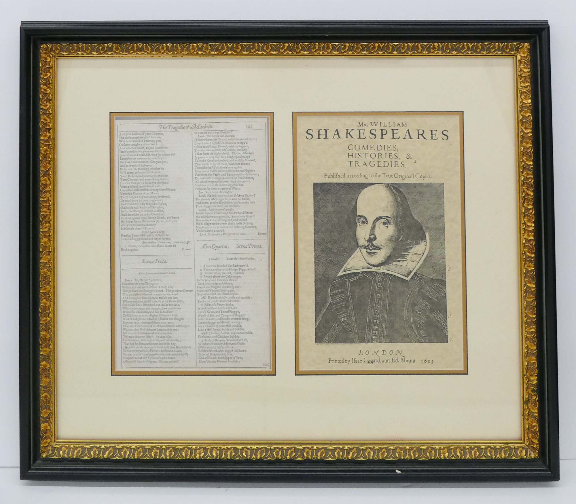 Appraisal: William Shakespeare 'Macbeth' Leaf from First Folio Edition Page from