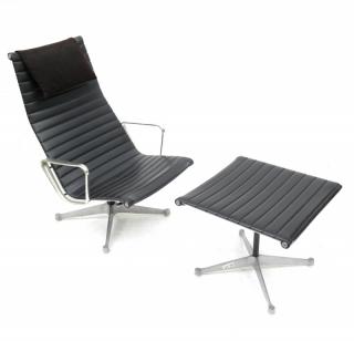 Appraisal: Herman Miller Lounge Chair Ottoman Herman Miller chrome and naugahyde