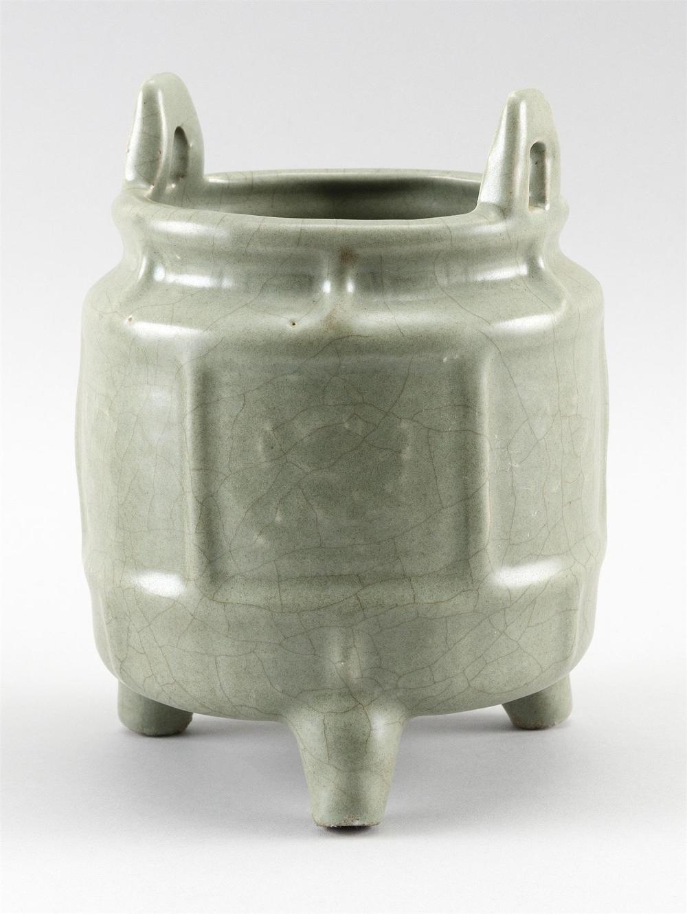 Appraisal: CHINESE LONGQUAN CELADON PORCELAIN CENSER POSSIBLY MING DYNASTY HEIGHT DIAMETER