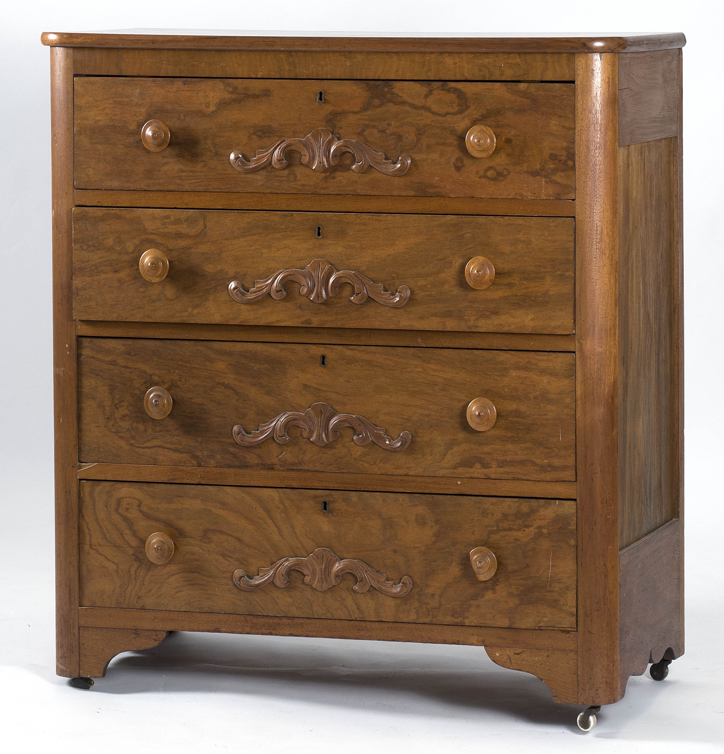 Appraisal: VICTORIAN FOUR-DRAWER BUREAU Baltimore Mid- th Century in walnut with