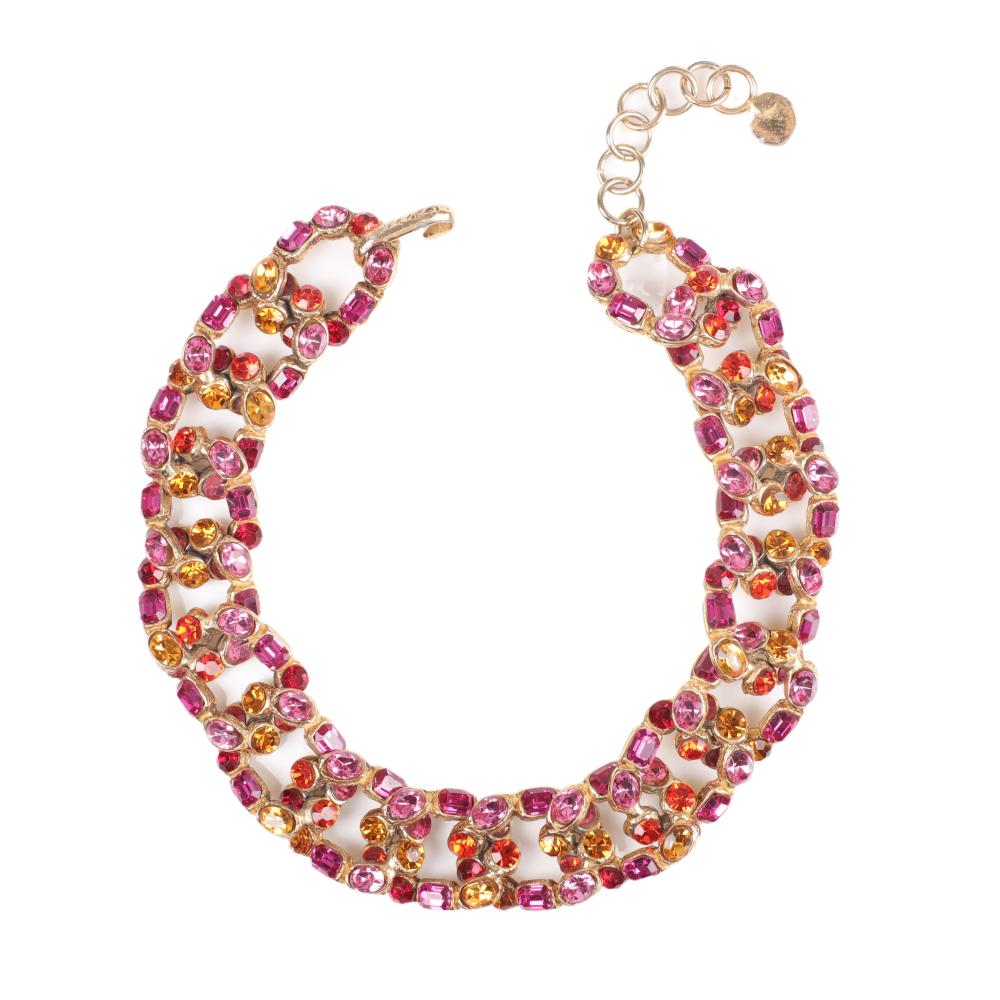 Appraisal: CHRISTIAN LACROIX LINKED CHOKER NECKLACE STUDDED IN PINK RED AND