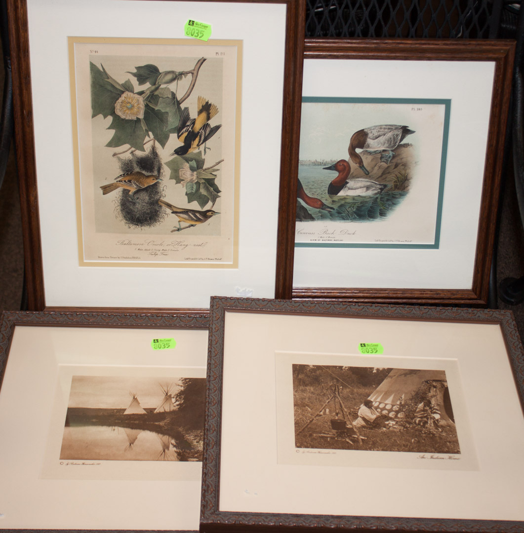 Appraisal: Four framed prints including two Indian images and two bird