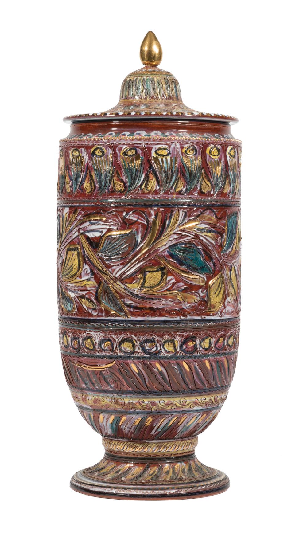 Appraisal: Belgian Ceramic Covered Vase by La Maitrise de Nimy c