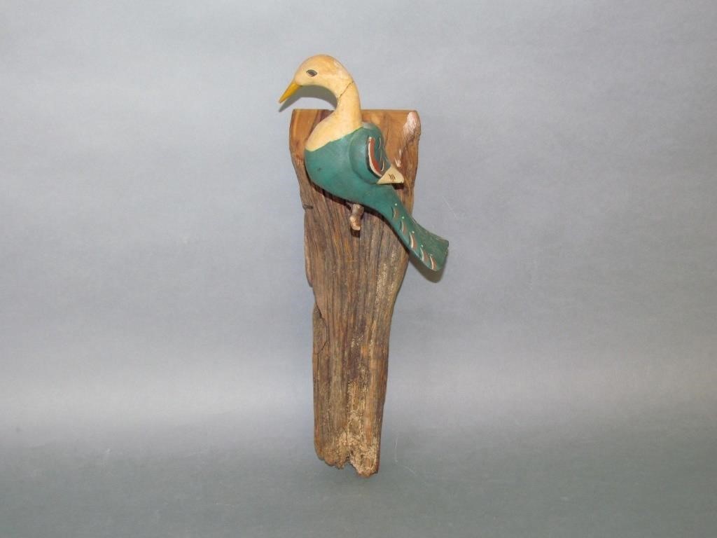 Appraisal: WALTER JUNE GOTTSHALL PERCHED BIRD tall repaired neck