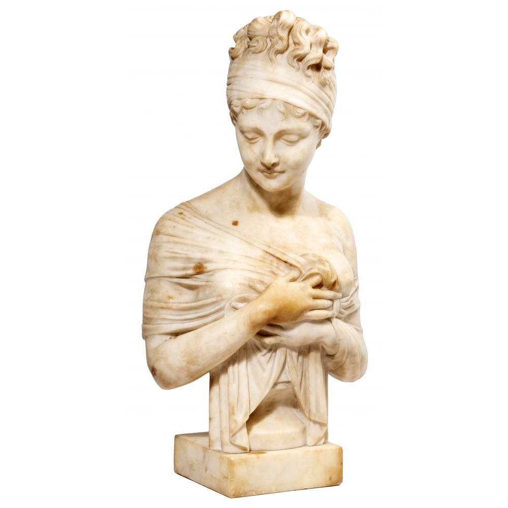 Appraisal: AFTER JOSEPH CHINARD FRENCH - JULIETTE RECAMIER ALABASTER BUSTCarved having