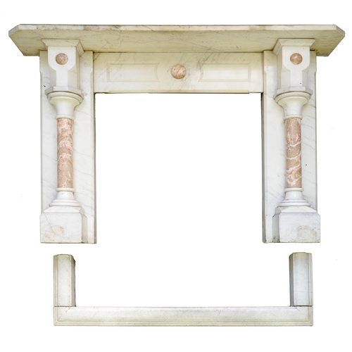 Appraisal: A Victorian Carrara marble chimneypiece with cut cornered shelf and