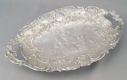 Appraisal: FINE CONTINENTAL SILVER REPOUSSE SERVING DISH Footed serving dish with